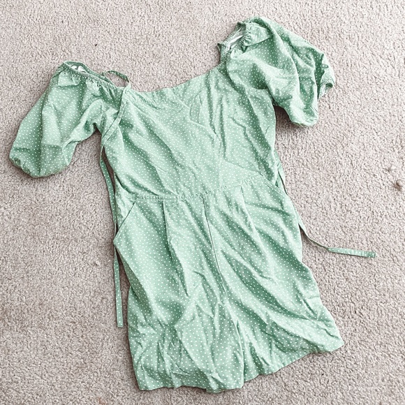 LOFT Pants - Loft beach green polka dot cottagecore romper